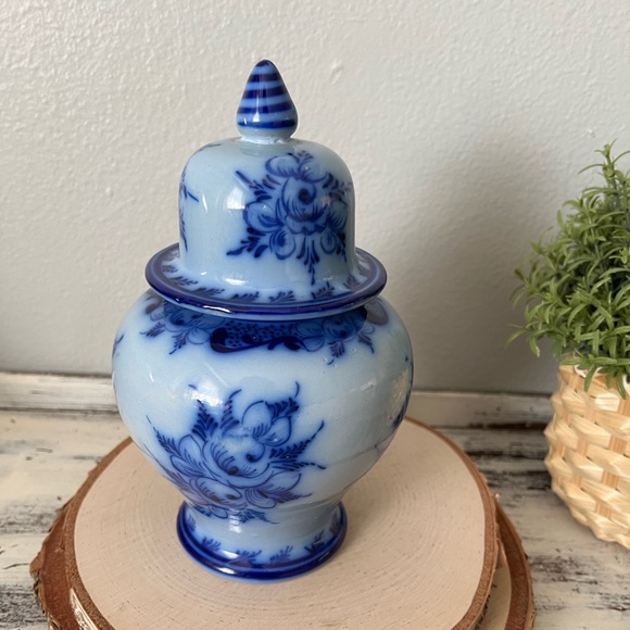 ✨SOLD✨ Vintage Cobalt Blue Ginger Jar Hand Painted Made in Portugal Blue Style - Picture 4 of 12